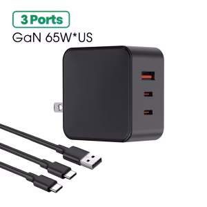 65W GaN Fast Charger USB C PD Wall Adapter for MacBook Laptop Tablet Mobile Compact Travel Power Supply