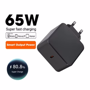 65W GaN Certified USB Charger with EU Wall Charger PD3.1 OVP Protection Type-C Fast Adapter for Mobile & Laptop
