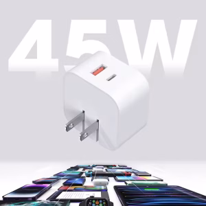 Fast Charger 40w/ 45W Gan Dual Usb-a+ c Wall Charger Quick Charge 2 Ports QC 3.0 PD Usb c Fast Charging Mobile Phone Laptop