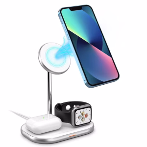 3in1 Fast Wireless Charger Station 15W Magnetic Phone Holder