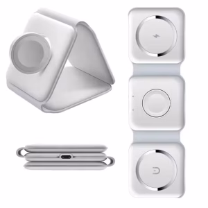 15W Quick Charging Station Custom Logo Foldable 3 in 1 Magnetic Wireless Charger with Gan Material for Iwatch for iPhone